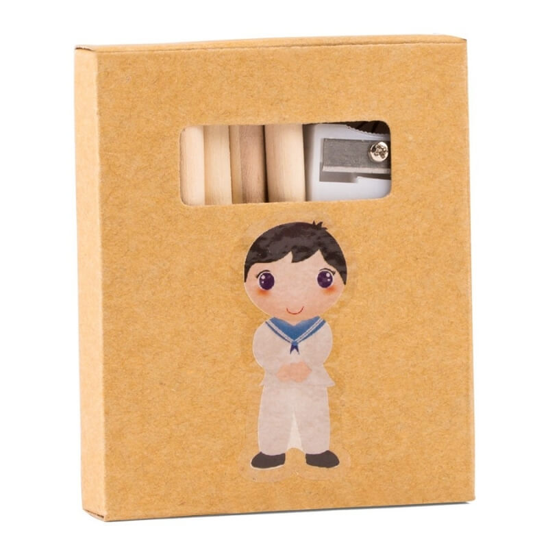 Lápices De Colorear En Caja Kraft Con Adhesivo Niño Comunión Lápices De Colorear En Caja Kraft Con Adhesivo Niño Comunión