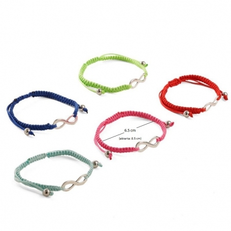 Pulsera en bolsa de organza con símbolo infinito y adhesivo personalizado