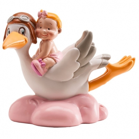 Figura de Cigüeña con Bebé Recuerdo Especial para Bautizo o Nacimiento