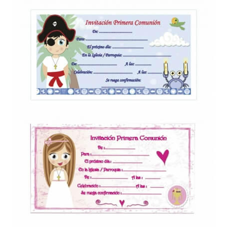 Pack 10 Invitaciones De Comuniones Para Personalizar
