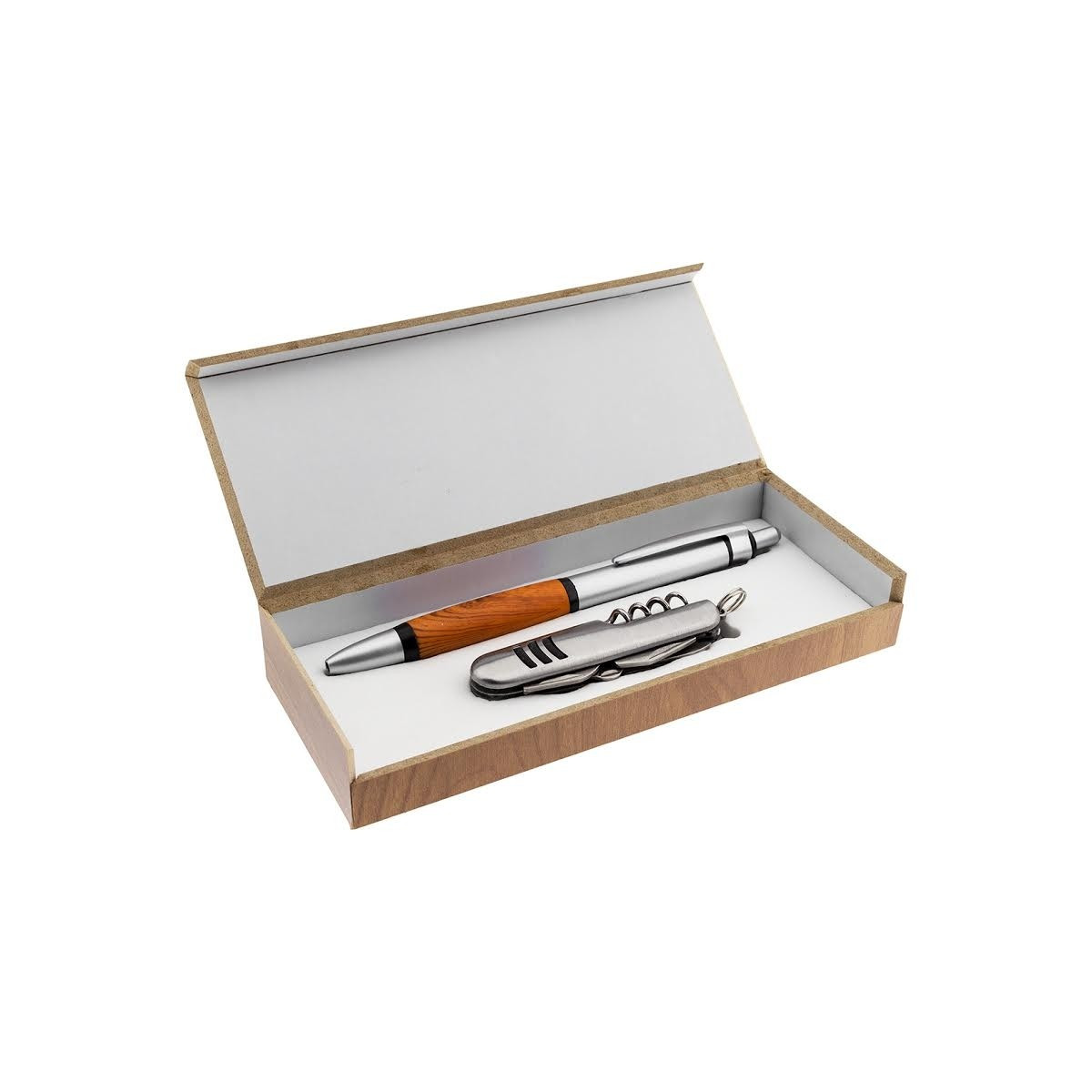 Set bolígrafo y navaja en caja