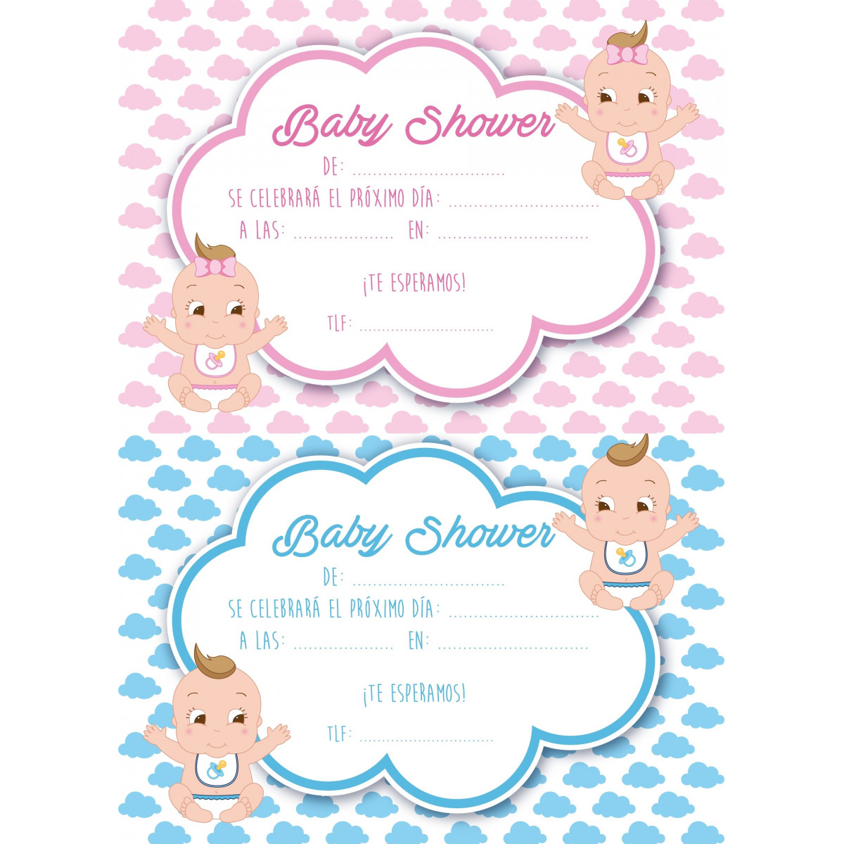 Invitaciones de baby shower gemelos