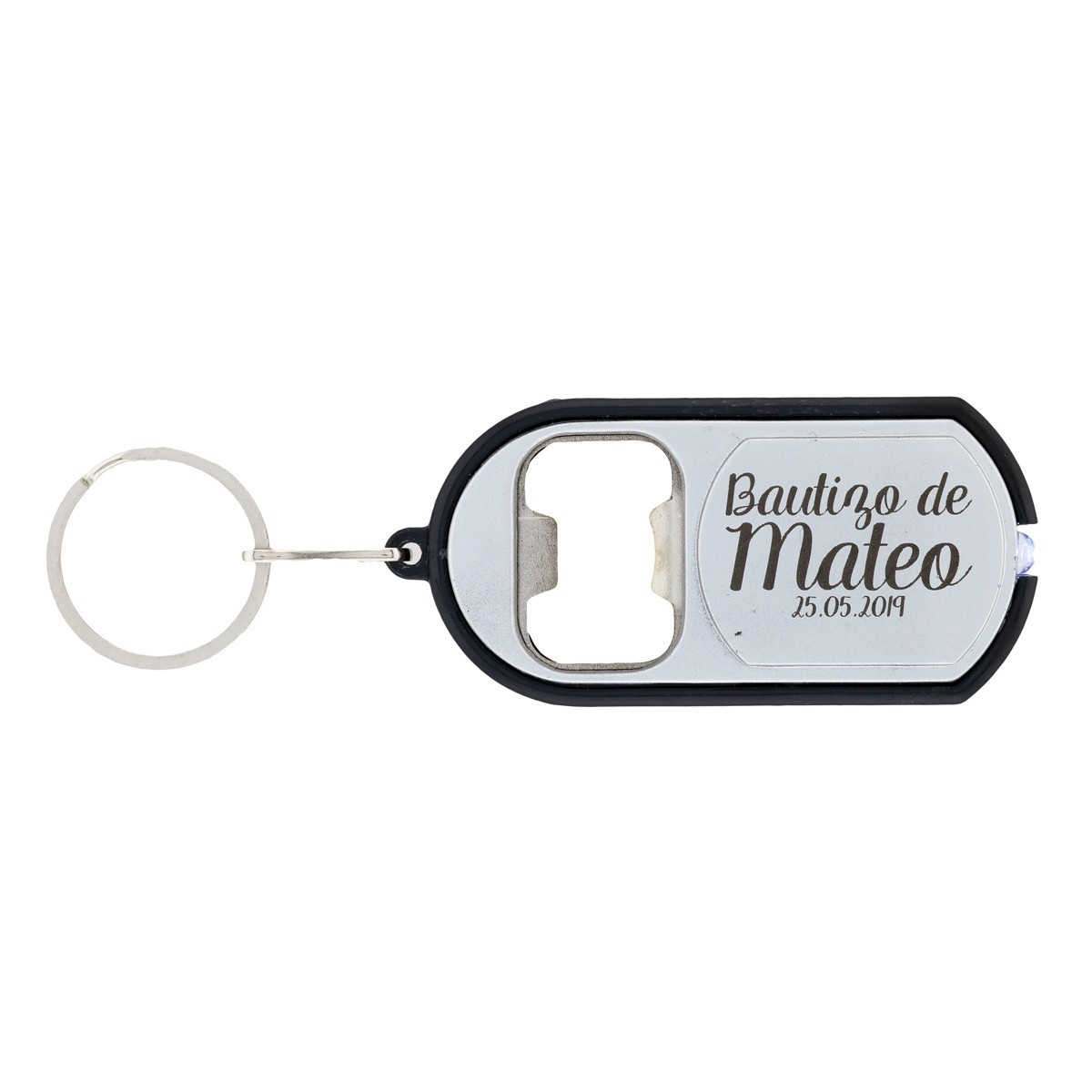 Llavero Abridor Personalizado para Bautizo grabado a láser