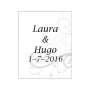 Vino personalizado para boda decorado con lazo y flor