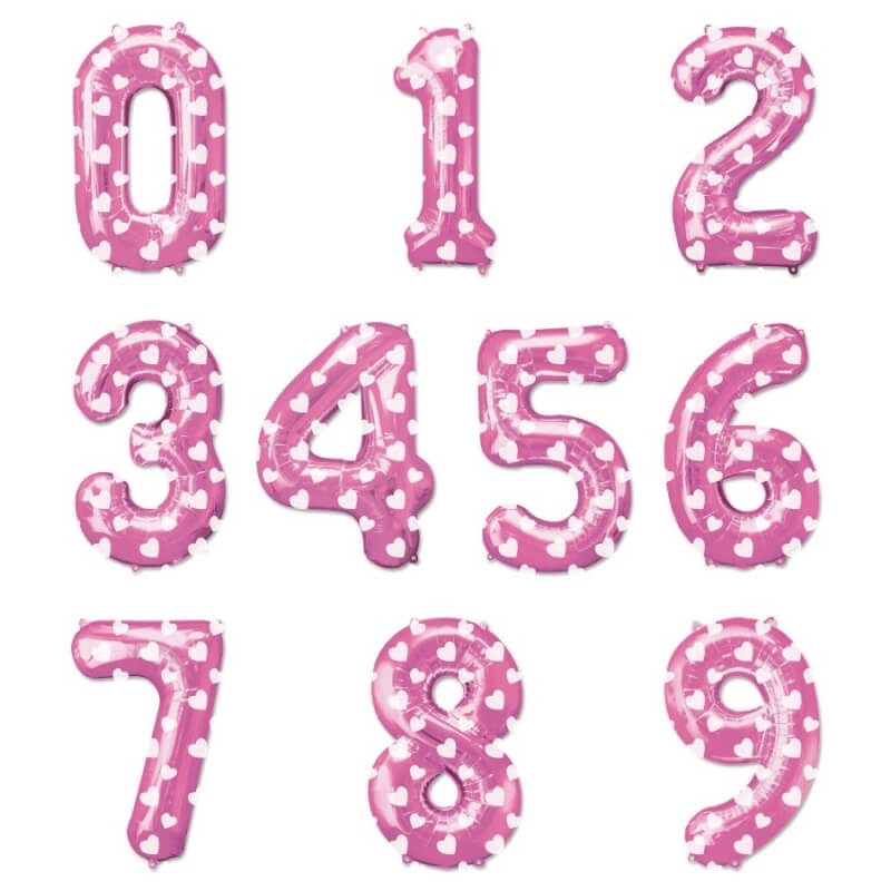 Globos rosas de números