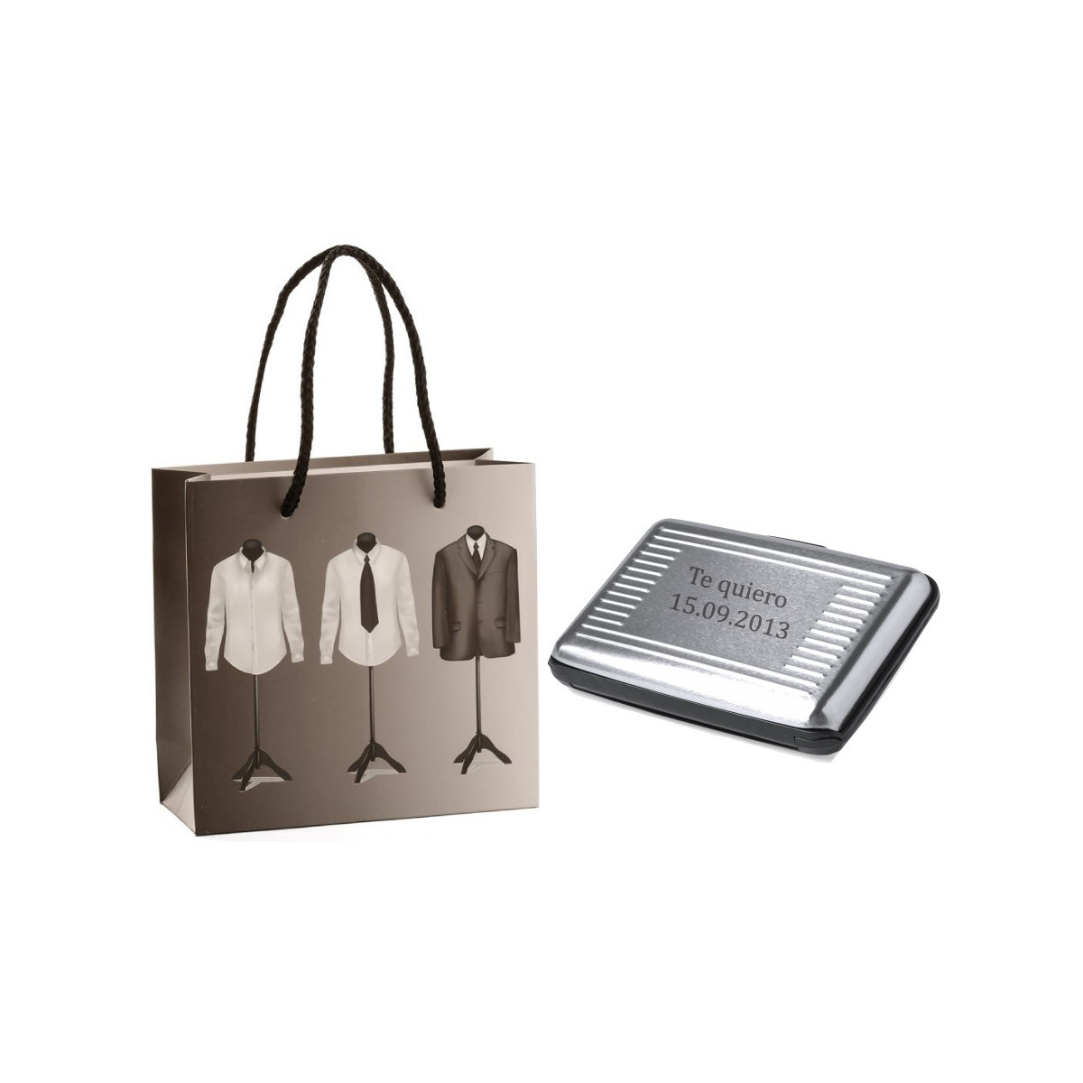 Tarjetero metálico grabado para regalo personalizado