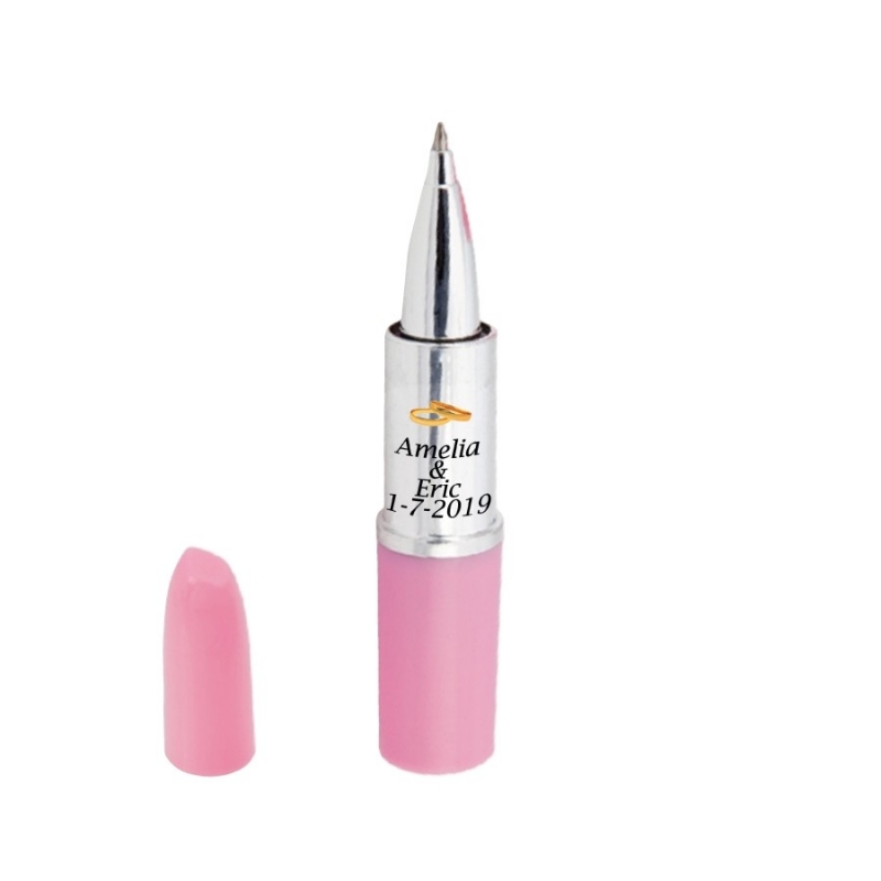 Bolígrafo Pintalabios Rosa para Bodas Bolígrafo Pintalabios Rosa para Bodas