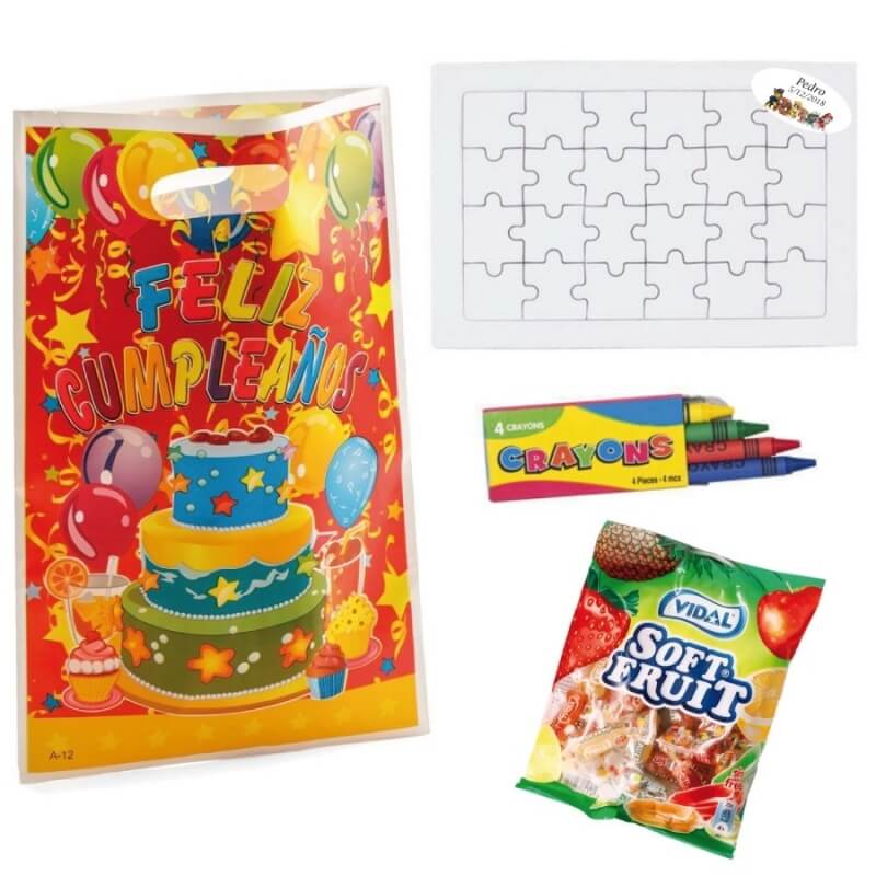 Puzzle con chuches para cumpleaños