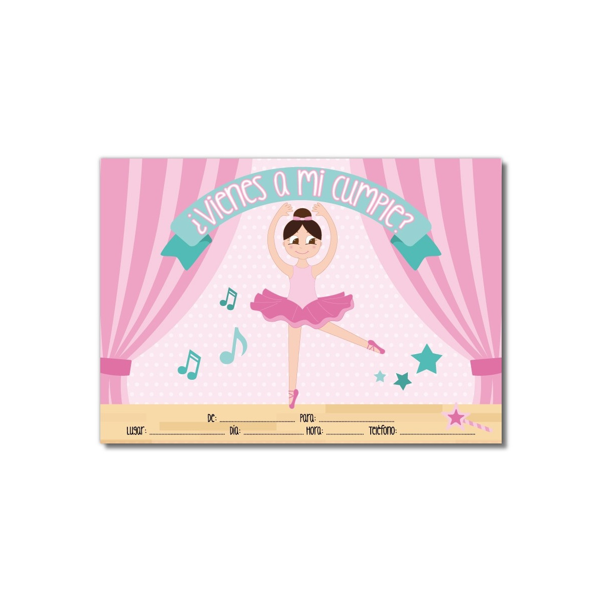 Invitación para cumpleaños de ballet