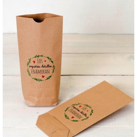 Bolsa kraft enamoran rojo