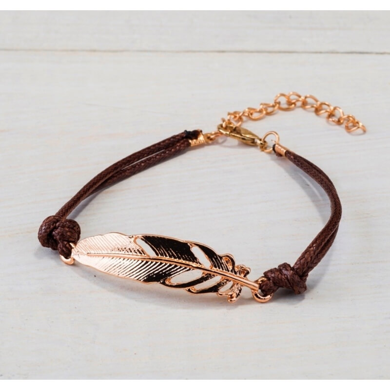 Pulsera pluma dorada