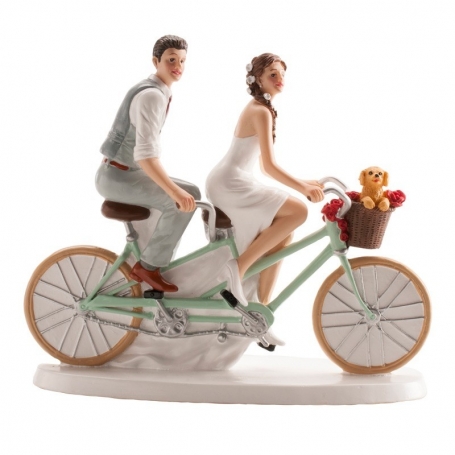 Figura de pareja de boda en bicicleta originales