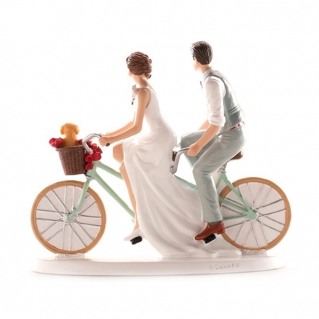 Figura de pareja de boda en bicicleta originales