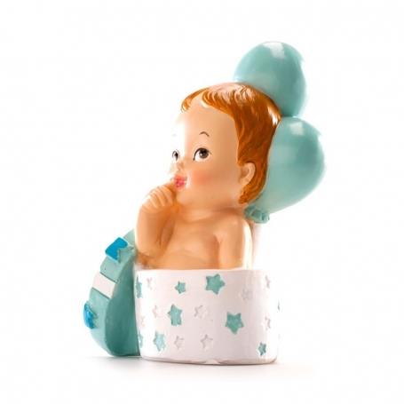 Figura de bautizo niño regalo y globos para tarta barata