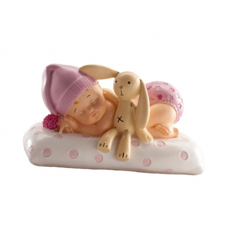 Figura de bautizo niña con peluche para tarta barata