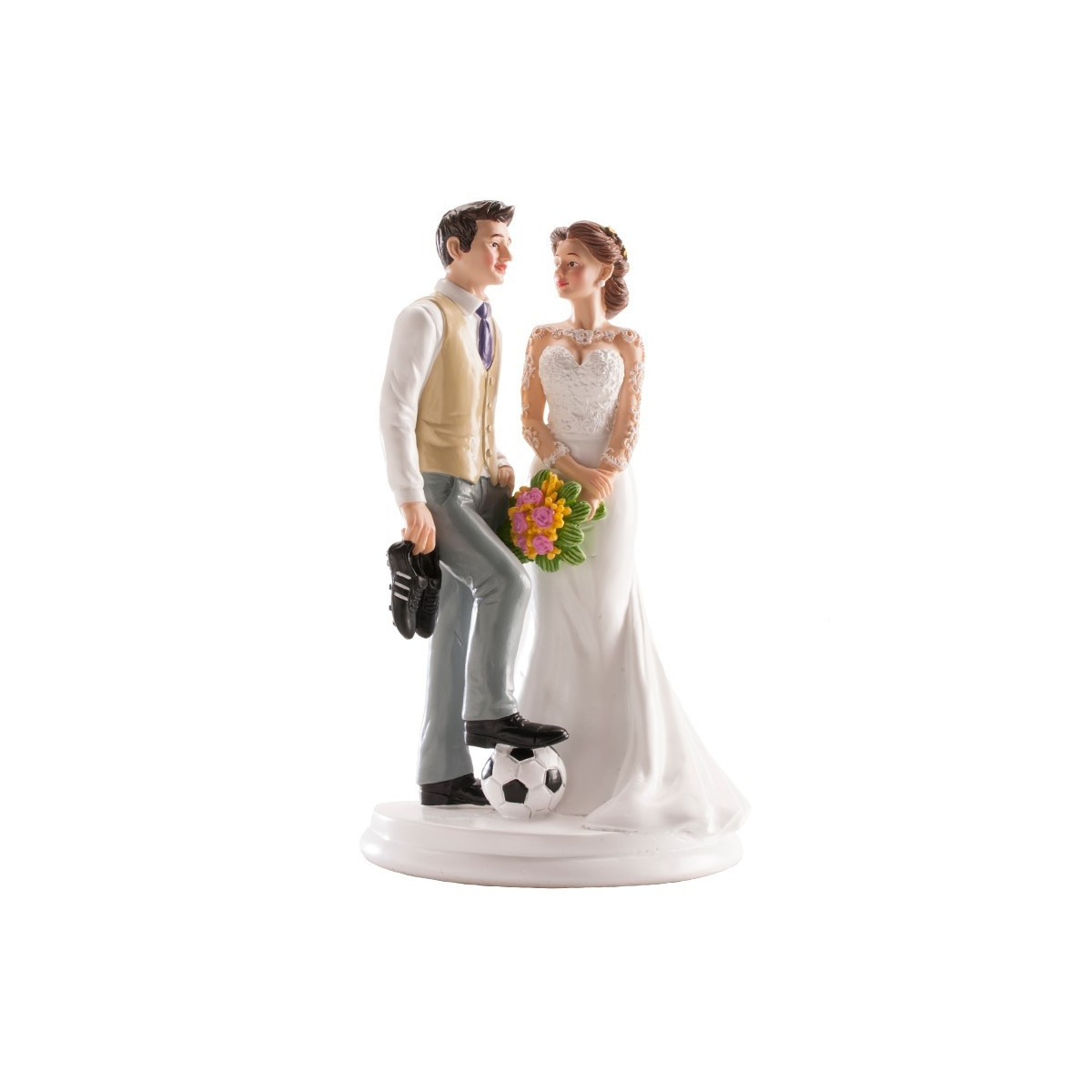 Figura pareja de novios futbol para tarta de boda originales