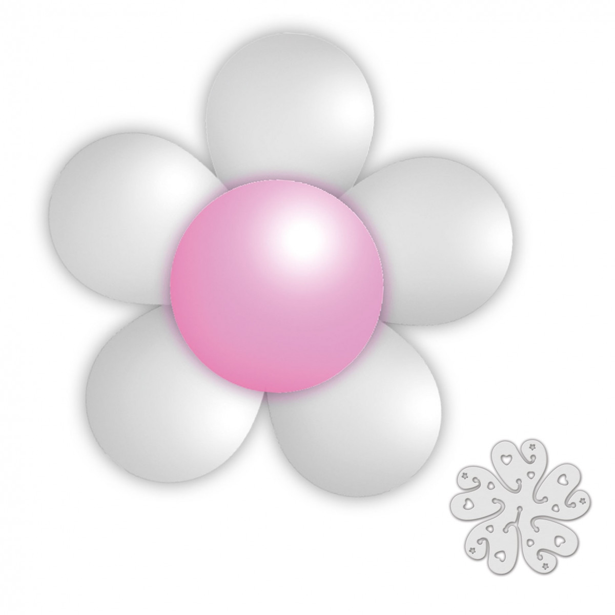 Pack de globos flor en color blanco y rosa