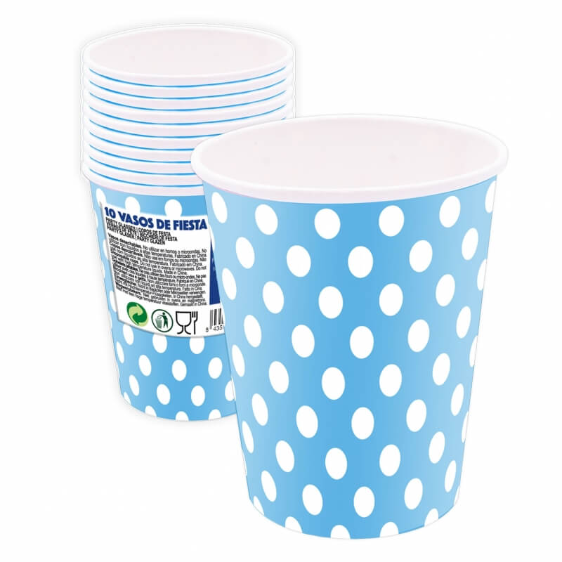 Pack de Vasos Desechables de Lunares Color: rosa, celeste Pack de Vasos Desechables de Lunares Color: rosa, celeste