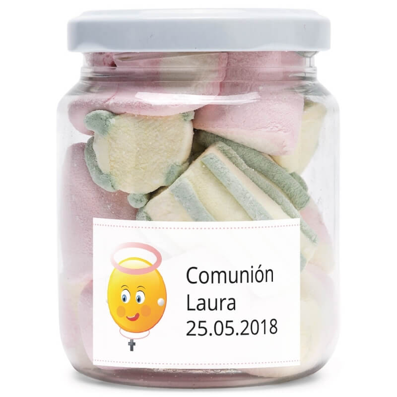 Tarros de gominolas personalizados para comunión