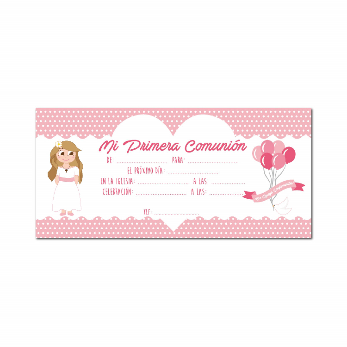 Invitación para primera comunión niña