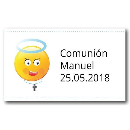 Peladillas en caja de acetato personalizada para fecha y nombre de comunión