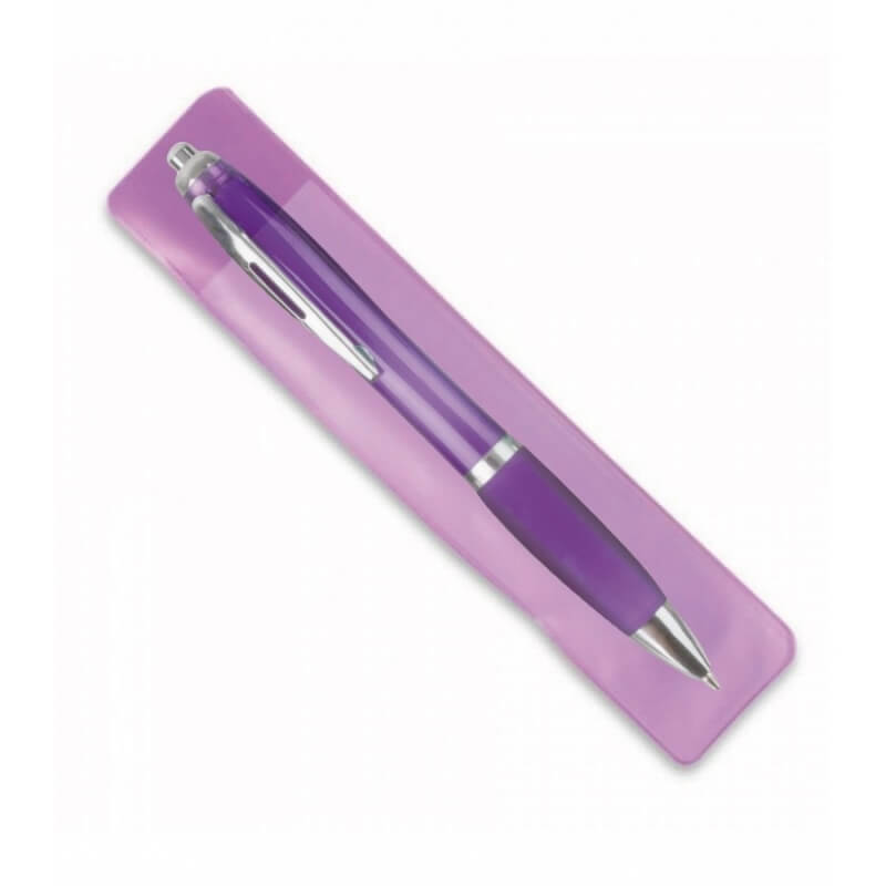 Bolígrafo lila con funda